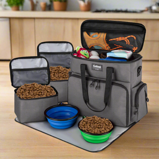 Pet Weekend Bag Travel Organizer for Toys, Bowls & Leads tote